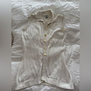 CHANEL Cream Button Down Sleeveless Shirt Vintage